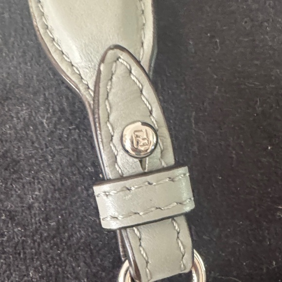 Fendi (F is for Fendi) Gray Leather Shoulder Bag with Chain Strap - Picture 6 of 16